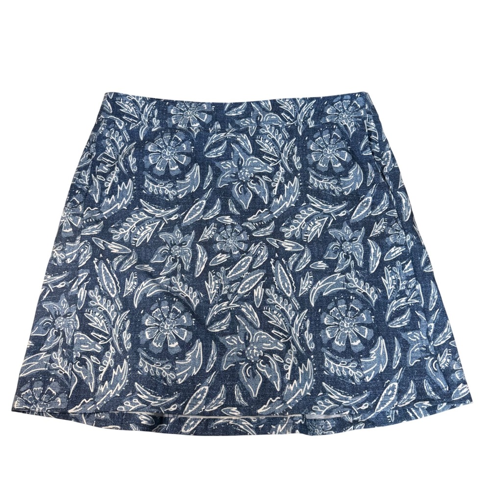 RipSkirt Hawaii Blue Floral Batik‎ Wrap Skirt Quick Dry Travel Beach Size Large